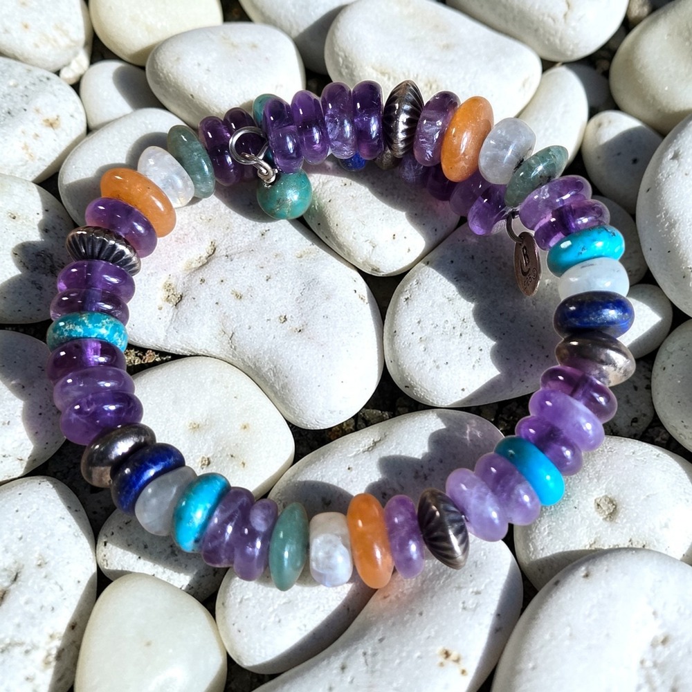 Carolyn Pollack Relios Amethyst Turquoise & more Coil Wrap Bracelet 925 Sterling